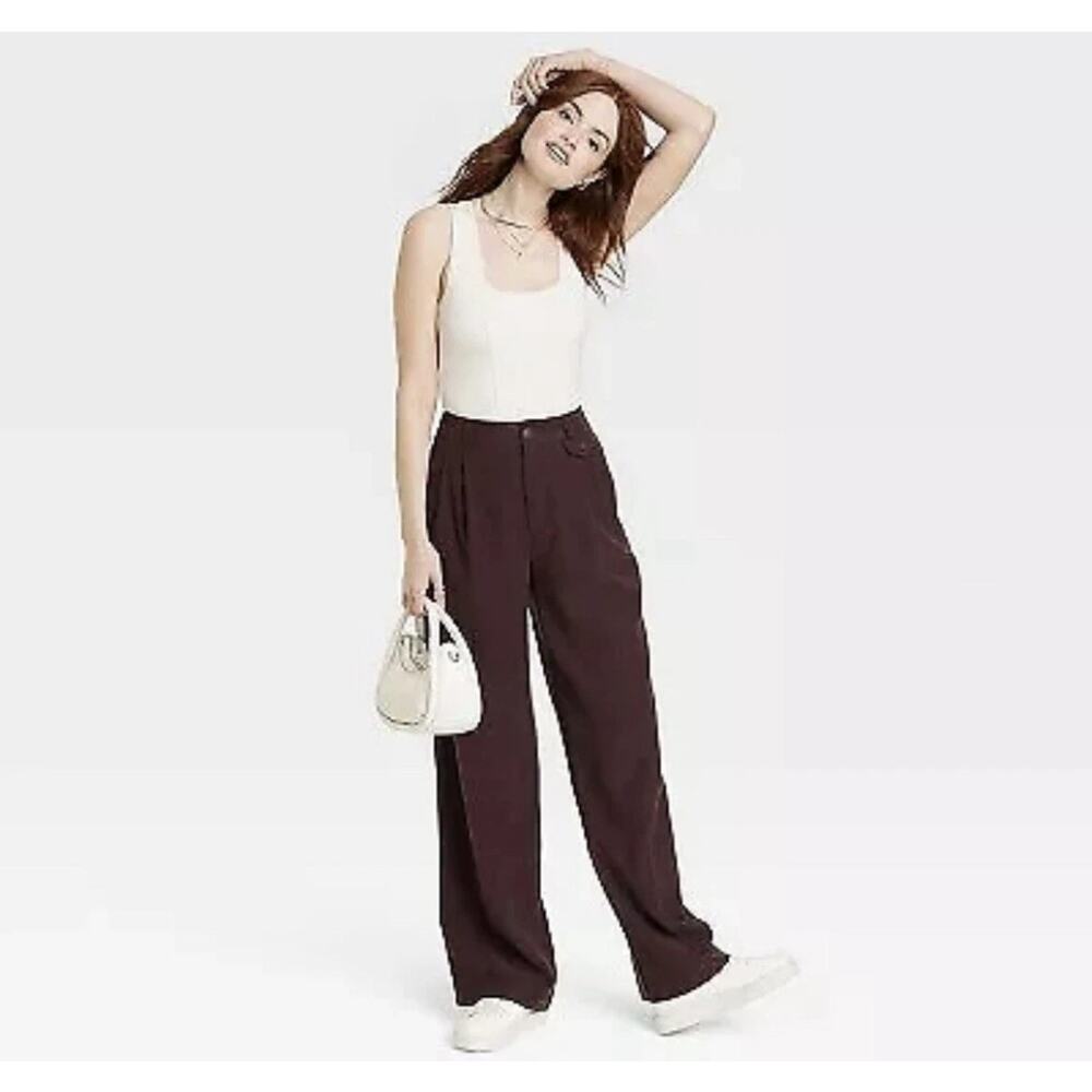A New Day High-Rise Wide-Leg Pants size 8 Regular - Brown - NEW - Picture 3 of 6